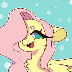 Size: 3000x3000 | Tagged: safe, artist:anxious_red, fluttershy, pegasus, pony, g4, cute, daaaaaaaaaaaw, flower, high res, open mouth, shyabetes, smiling, solo