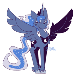 Size: 768x768 | Tagged: safe, artist:itsbeeleth, princess luna, alicorn, pony, g4, simple background, solo, spread wings, wings