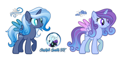 Size: 5980x2800 | Tagged: safe, artist:afterglory, oc, oc only, oc:crystal flower, oc:nyx, oc:snowdrop, oc:snowy storm, alicorn, pony, blind, blind eye, blind in one eye, female, lesbian, magical lesbian spawn, mare, oc x oc, offspring, parent:oc:nyx, parent:oc:snowdrop, parents:oc x oc, parents:snownyx, ponies riding ponies, pony hat, riding, shipping, siblings, simple background, sisters, snowdrop riding nyx, snownyx, transparent background