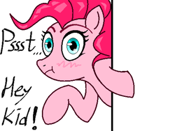 Size: 480x360 | Tagged: safe, artist:littleiceage, pinkie pie, earth pony, pony, g4, blushing, looking at you, ms paint, simple background