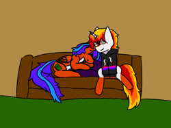 Size: 1200x899 | Tagged: safe, oc, oc only, oc:dusk flare, oc:sweet pages, pony, lying down