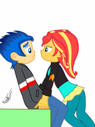 Size: 1080x1440 | Tagged: safe, artist:themexicanpunisher, flash sentry, sunset shimmer, equestria girls, g4, female, male, ship:flashimmer, shipping, straight