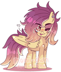Size: 903x1056 | Tagged: dead source, safe, artist:cherritoppu, oc, oc only, pegasus, pony, :p, base used, blushing, ear piercing, earring, eyebrows, eyebrows visible through hair, jewelry, looking at you, one eye closed, pegasus oc, piercing, simple background, smiling, smiling at you, solo, tongue out, transparent background, wings, wink, winking at you