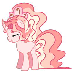 Size: 1147x1111 | Tagged: dead source, safe, artist:cherritoppu, oc, oc only, oc:cherry bloom, pony, unicorn, base used, curved horn, eyelashes, eyes closed, female, grin, horn, mare, simple background, smiling, solo, transparent background, unicorn oc