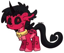Size: 3757x3130 | Tagged: dead source, safe, artist:cherritoppu, oc, oc only, pony, unicorn, chest fluff, collar, high res, horn, looking at you, signature, simple background, smiling, smiling at you, solo, transparent background, unicorn oc, wingding eyes