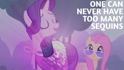Size: 1280x720 | Tagged: safe, edit, edited screencap, editor:quoterific, screencap, fluttershy, rarity, pegasus, pony, unicorn, g4, it ain't easy being breezies, season 4, eyes closed, female, mare, open mouth, sunglasses