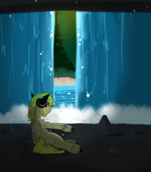 Size: 2292x2616 | Tagged: safe, artist:mediasmile666, oc, oc only, pegasus, pony, high res, solo, underhoof, waterfall