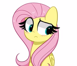 Size: 4096x3529 | Tagged: safe, artist:kittyrosie, fluttershy, pegasus, pony, g4, blushing, cute, female, frown, high res, mare, shyabetes, simple background, solo, white background