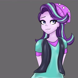 Size: 4092x4092 | Tagged: safe, artist:bacababba, starlight glimmer, equestria girls, g4, absurd resolution, arm behind back, beanie, clothes, female, hat, looking at you, smiling, smiling at you, solo