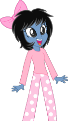 Size: 451x799 | Tagged: safe, artist:muhammad yunus, oc, oc only, oc:siti shafiyyah, equestria girls, g4, black hair, bow, clothes, hair bow, indonesia, open mouth, open smile, simple background, smiling, solo, transparent background