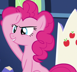 Size: 1138x1054 | Tagged: safe, screencap, pinkie pie, earth pony, pony, not asking for trouble, cropped, female, mare, salute, solo