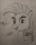 Size: 2925x3699 | Tagged: safe, artist:larlim, rarity, pony, unicorn, g4, female, high res, mare, monochrome, open mouth, open smile, pencil, portrait, smiling, solo