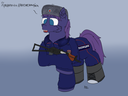 Size: 4000x3000 | Tagged: safe, artist:donnik, oc, oc only, oc:wolf herbst, pony, aks-74u, clothes, cyrillic, gun, police uniform, russia, russian, solo, uniform, weapon