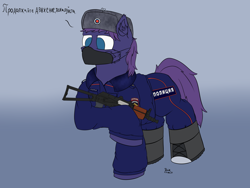 Size: 4000x3000 | Tagged: safe, artist:donnik, oc, oc only, oc:wolf herbst, earth pony, pony, aks-74u, clothes, gun, mask, police uniform, solo, uniform, weapon