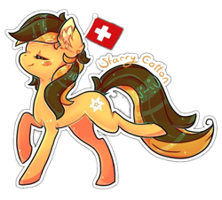 Size: 1440x1300 | Tagged: safe, oc, oc only, oc:starry cotton, earth pony, pony, female, flag, mare, mascot, simple background, solo, suisse pony's con, switzerland, transparent background