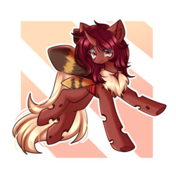 Size: 2000x2000 | Tagged: safe, artist:distant_sound_, oc, oc only, oc:flechette, changeling, moth, mothling, original species, cute, female, high res, red changeling, simple background