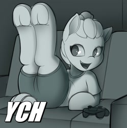 Size: 1075x1080 | Tagged: safe, artist:felixf, pony, any race, butt, commission, gamer, plot, sketch, ych sketch, your character here