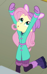 Size: 407x633 | Tagged: safe, screencap, fluttershy, blizzard or bust, equestria girls, equestria girls series, g4, holidays unwrapped, spoiler:eqg series (season 2), cropped, solo