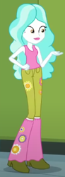 Size: 138x373 | Tagged: safe, screencap, paisley, equestria girls, fomo, g4, my little pony equestria girls: better together, boots, clothes, cropped, female, floral print, jeans, kneesocks, lipstick, pants, shoes, sleeveless, socks, solo, tank top