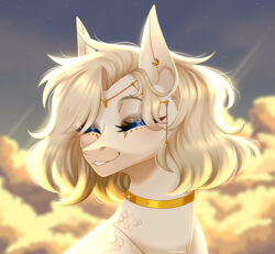 Size: 3732x3450 | Tagged: safe, artist:ohhoneybee, oc, oc only, oc:angelica, earth pony, pony, alternate hairstyle, bust, female, high res, mare, portrait, solo