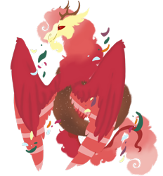 Size: 1300x1400 | Tagged: safe, artist:nightshade2004, oc, oc only, oc:lisianthus, draconequus, hybrid, interspecies offspring, male, offspring, parent:discord, parent:fluttershy, parents:discoshy, simple background, solo, transparent background