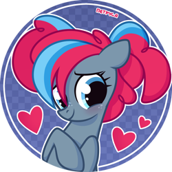 Size: 1280x1280 | Tagged: safe, artist:petruse4ka, oc, oc only, earth pony, pony, bust, earth pony oc, eyelashes, female, freckles, heart, mare, simple background, smiling, solo, transparent background