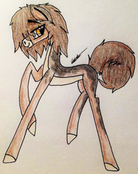 Size: 620x784 | Tagged: safe, artist:beamybutt, oc, oc only, earth pony, pony, colored hooves, earth pony oc, eyelashes, male, raised hoof, signature, solo, stallion, traditional art