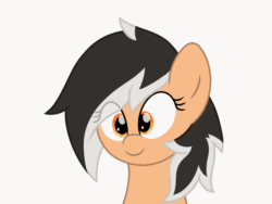 Size: 2160x1620 | Tagged: safe, artist:froyo15sugarblast, oc, oc only, oc:hearty felt, pegasus, pony, animated, blinking, bust, cute, eye clipping through hair, female, frame by frame, gif, mare, moving hair, ocbetes, pegasus oc, portrait, procreate app, simple background, smiling, solo, white background