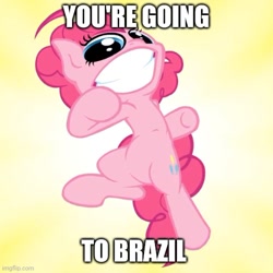 Size: 500x501 | Tagged: safe, artist:misterdavey, pinkie pie, earth pony, pony, smile hd, g4, female, gritted teeth, meme, solo, teeth, you're going to brazil