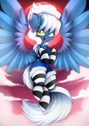 Size: 2894x4093 | Tagged: safe, artist:ahekao, oc, oc only, pegasus, pony, clothes, commission, moon, night, socks, solo, wings