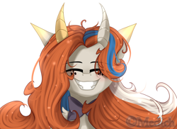 Size: 2872x2089 | Tagged: safe, artist:mediasmile666, oc, oc only, original species, pony, bust, high res, horn, simple background, solo, white background