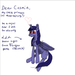 Size: 4000x4000 | Tagged: safe, derpibooru exclusive, oc, oc:cosmia nebula, alicorn, pony, alicornified, amulet, donor glyph, heart, jewelry, letter, motivational, race swap, turgor