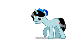 Size: 3200x1800 | Tagged: safe, artist:jakeneutron, oc, oc only, oc:jake neutron, pony, unicorn, baseball cap, cap, hat, horn, male, simple background, solo, stallion, transparent background, unicorn oc, upset, wet, wet mane