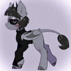 Size: 1000x1000 | Tagged: safe, artist:mclovin, oc, oc only, bat pony, pony, bat pony oc, black sclera, blushing, clothes, glowing eyes, horns, leonine tail, solo, sweater, turtleneck