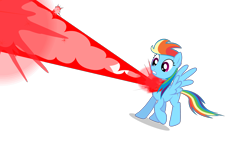 Size: 2274x1279 | Tagged: safe, artist:jakeneutron, rainbow dash, pegasus, pony, g4, magical mystery cure, animation test, beam, element of loyalty, puppet, raised hoof, shocked, shocked expression, simple background, solo, spread wings, surprised, teeth, transparent background, vector, wings