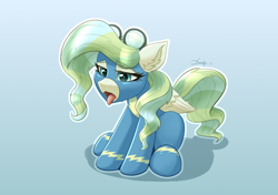 Size: 2008x1417 | Tagged: safe, artist:dandy, vapor trail, pegasus, pony, g4, atg 2021, clothes, exhausted, female, mare, newbie artist training grounds, open mouth, panting, sitting, solo, tired, tongue out, uniform, wonderbolts uniform