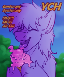 Size: 1667x2000 | Tagged: safe, artist:fkk, pony, advertisement, auction, commission, food, ice cream, solo, ych sketch, your character here