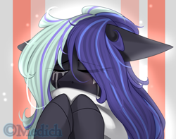 Size: 1701x1338 | Tagged: safe, artist:mediasmile666, oc, oc only, pony, abstract background, bust, crying, female, mare, sad, solo