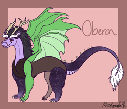 Size: 1750x1500 | Tagged: safe, artist:misskanabelle, oc, oc only, oc:oberon, draconequus, abstract background, adopted offspring, draconequus oc, magical parthenogenic spawn, male, offspring, parent:discord, parent:king sombra, parent:princess luna, parents:lumbra, signature, solo
