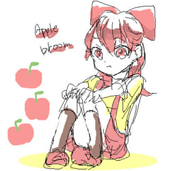 Size: 400x400 | Tagged: safe, artist:kamunenn, apple bloom, human, g4, adorabloom, cute, female, humanized, sitting, solo