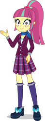 Size: 1147x3094 | Tagged: safe, artist:sebisscout1997, sour sweet, equestria girls, g4, ascot, bowtie, clothes, clothes swap, crystal prep academy, crystal prep academy uniform, crystal prep shadowbolts, female, freckles, looking at you, neckerchief, pleated skirt, school uniform, simple background, skirt, smiling, solo, transparent background, vector