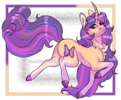 Size: 1055x868 | Tagged: safe, artist:malinraf1615, oc, oc only, oc:morning dew, pony, unicorn, chest fluff, curved horn, female, horn, mare, solo