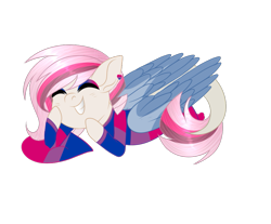 Size: 887x735 | Tagged: safe, artist:afterglory, oc, oc only, pegasus, pony, bisexual pride flag, clothes, female, mare, pride, pride flag, simple background, solo, sweater, transparent background
