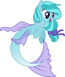 Size: 2261x2653 | Tagged: safe, artist:mappymaples, oc, oc only, seapony (g4), blue mane, commission, female, fin wings, flowing mane, flowing tail, high res, jewelry, necklace, open mouth, pearl necklace, purple eyes, ribbon, simple background, smiling, solo, tail, transparent background, wings