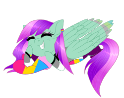 Size: 804x633 | Tagged: safe, artist:afterglory, oc, oc only, oc:lime light, pegasus, pony, clothes, female, lying down, mare, pansexual pride flag, pride, pride flag, prone, simple background, solo, transparent background