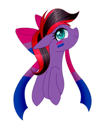 Size: 629x761 | Tagged: safe, artist:afterglory, oc, oc only, oc:insana, pony, bisexual pride flag, bow, bust, female, hair bow, mare, portrait, pride, pride flag, simple background, solo, transparent background