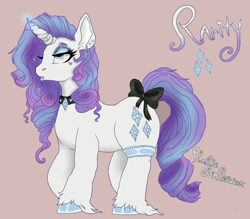 Size: 718x630 | Tagged: safe, artist:plasticsunflowerx, artist:plasticsunflowr, rarity, pony, unicorn, g4, alternate design, bow, female, lidded eyes, mare, redesign, tail bow