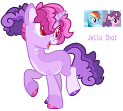 Size: 1280x1163 | Tagged: safe, artist:obsidian-lxgend, artist:pegasski, rainbow dash, sugar belle, oc, oc only, oc:jello shot, pegasus, pony, unicorn, g4, base used, colored hooves, eyelashes, female, lesbian, magical lesbian spawn, mare, mare oc, offspring, parent:rainbow dash, parent:sugar belle, pony oc, screencap reference, shipping, simple background, solo, transparent background