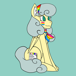 Size: 2048x2048 | Tagged: safe, artist:mintymelody, oc, oc only, oc:rainbow ribbon, pegasus, pony, ascot, high res, pansexual, pansexual pride flag, pegasus oc, pride, pride flag, pride month, solo