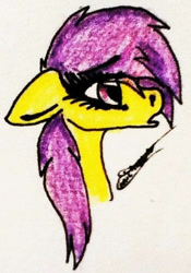 Size: 332x475 | Tagged: safe, artist:beamybutt, oc, oc only, earth pony, pony, bust, earth pony oc, eyelashes, female, mare, signature, solo, traditional art